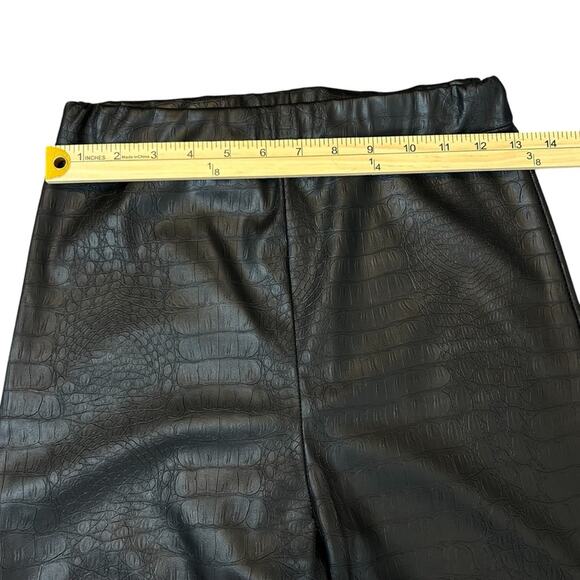Missy Empire Faux Croc Pants Womens Size 12 Black High Waist Stretch Moto Y2K - Picture 6 of 9